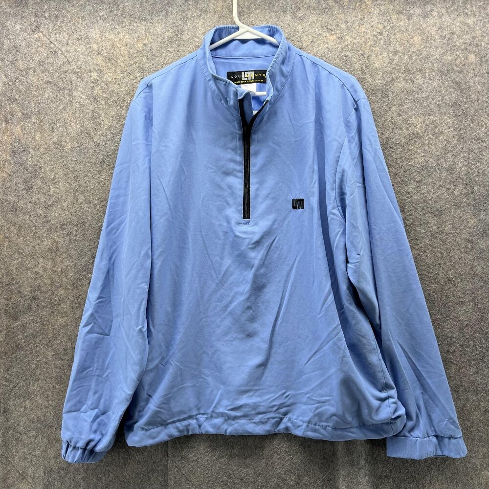 Loud Mouth Sweater Men Medium Blue Polyester Half Zip Sweatshirt Pullover Vtg